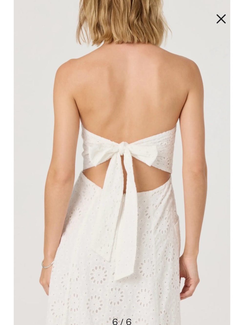Astr Strapless White Eyelet A-Line Midi Dress NWT - Picture 3 of 6